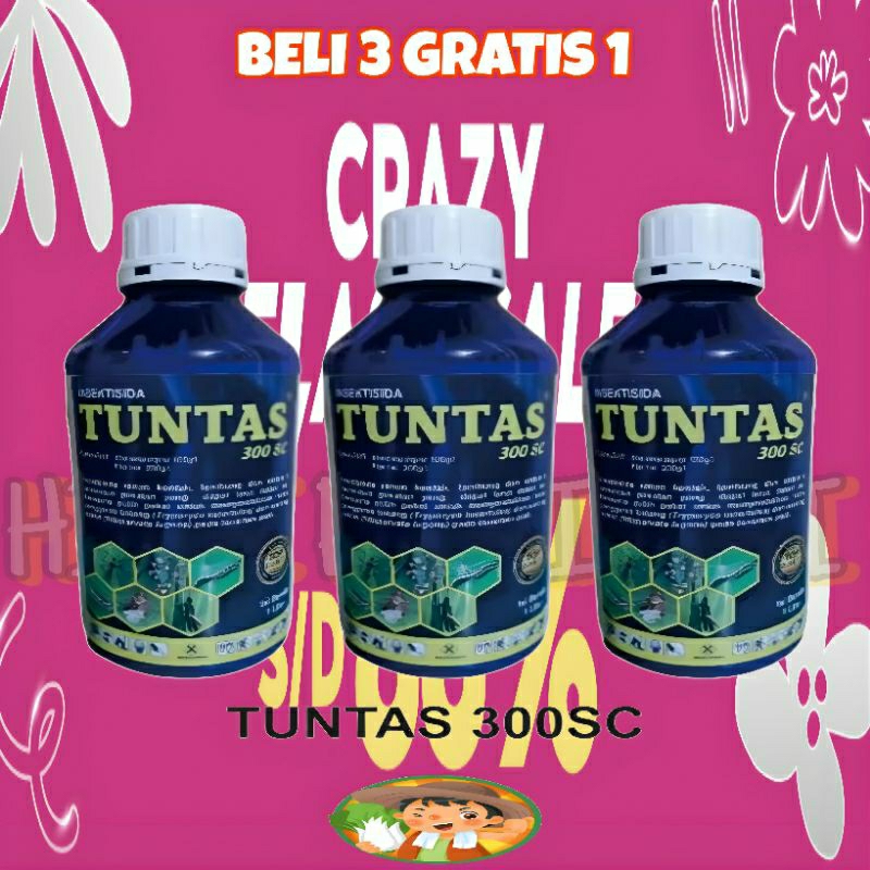 INSEKTISIDA TUNTAS 300SC  UKURAN 1LITER. DENGAN BAHAN AKTIF KLORANTRANILIPROL UNTUK HAMA PADA TANAMA