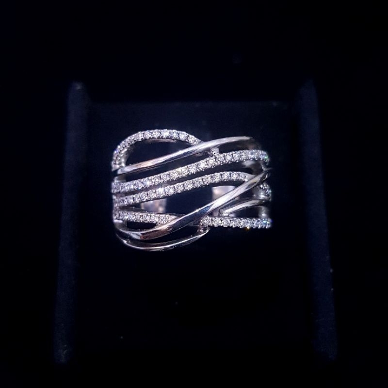 Cincin Berlian Eropa Emas putih Asli Fashion Women