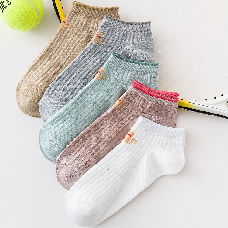 kaos kaki wanita pendek mata kaki motif kucing KK318 original impor spandek pakaian stocking kaos ka