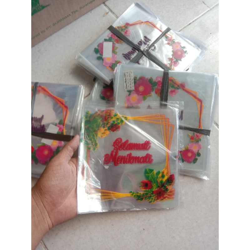 Plastik selamat menikmati / selamat makan / tutup nasi kotak