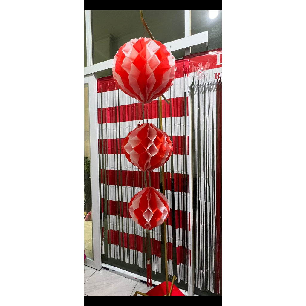 lampion 17 agustus sarang tawon lipat plastik satuan 20 / 25 / 30 cm diameter