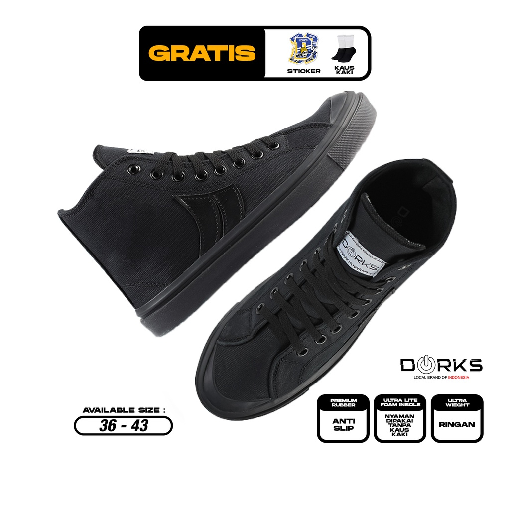 Sepatu DORKS Classic High - Full Black