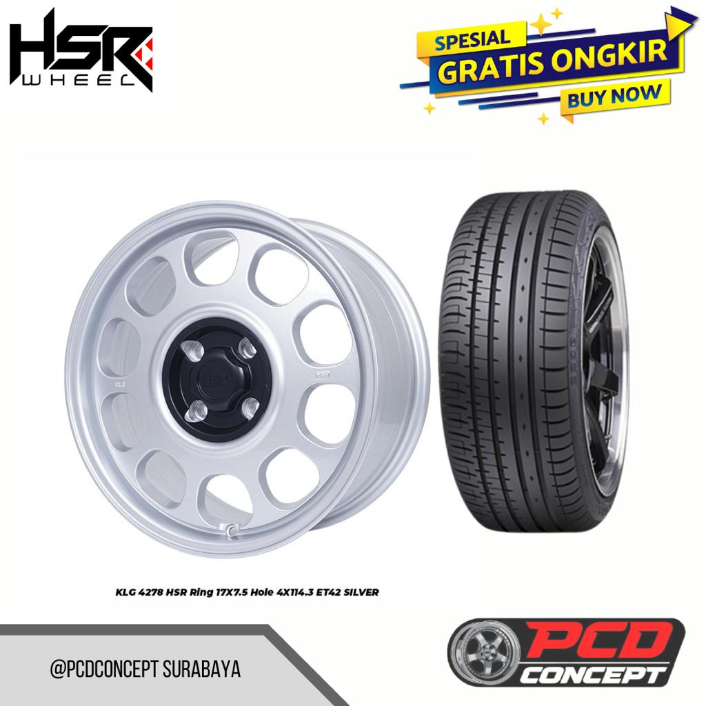 PAKET VELG MOBIL RACING RING 17 HSR KLG WARNA PUTIH TOKO VELG MOBIL RACING SURABAYA
