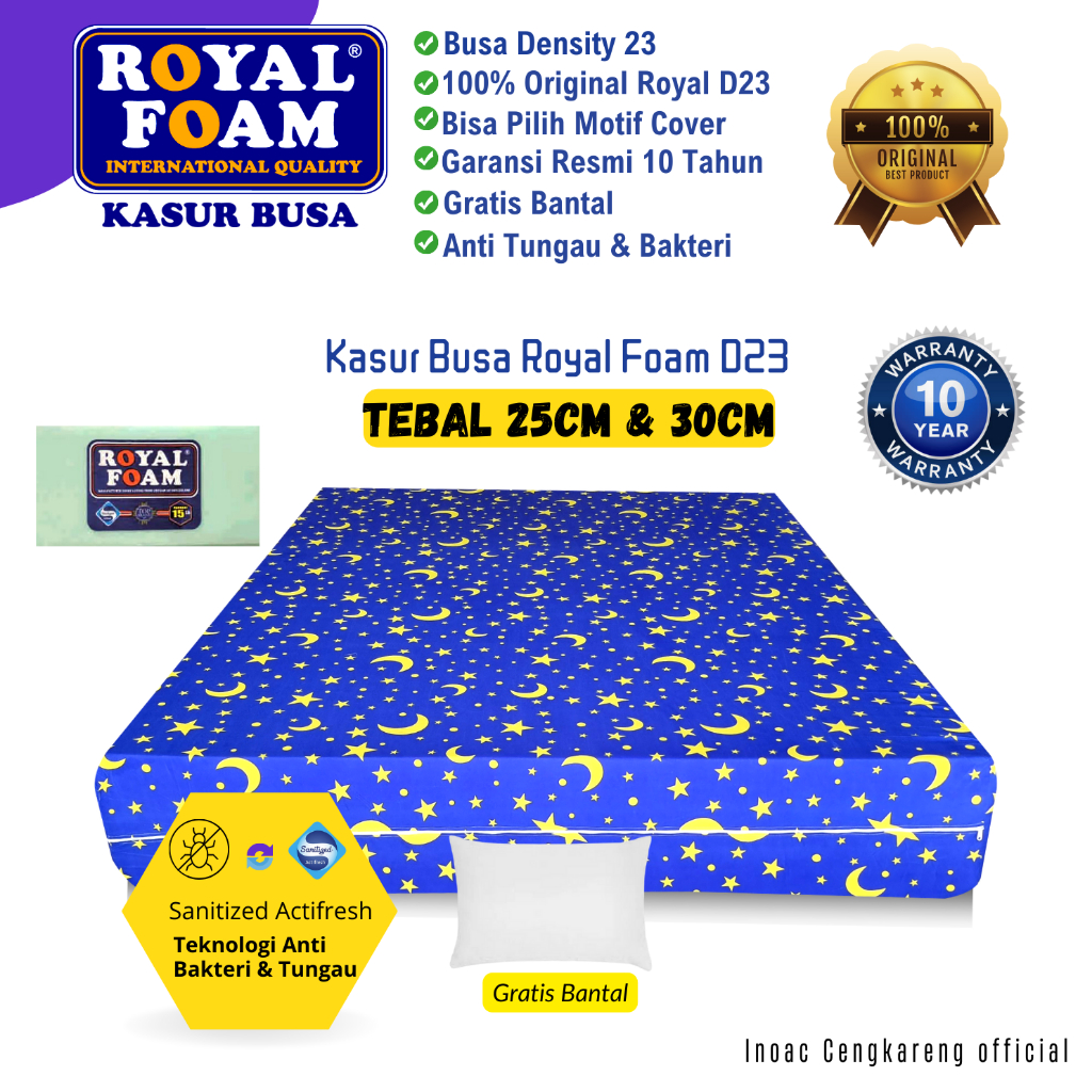 Kasur Busa Royal Foam D23 Tebal 30cm, 25cm Uk No. 1, 2, 3, 4, 5 Single Jumbo King Queen Uk 200x200 2