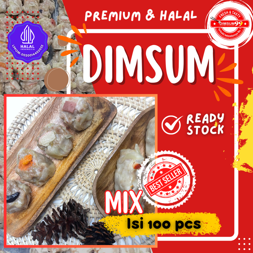 

Ay00! Frozen Food Dimsum Ayam Isi 100 Pcs Mix Toping Gratis Dua Saos Merah & Hitam