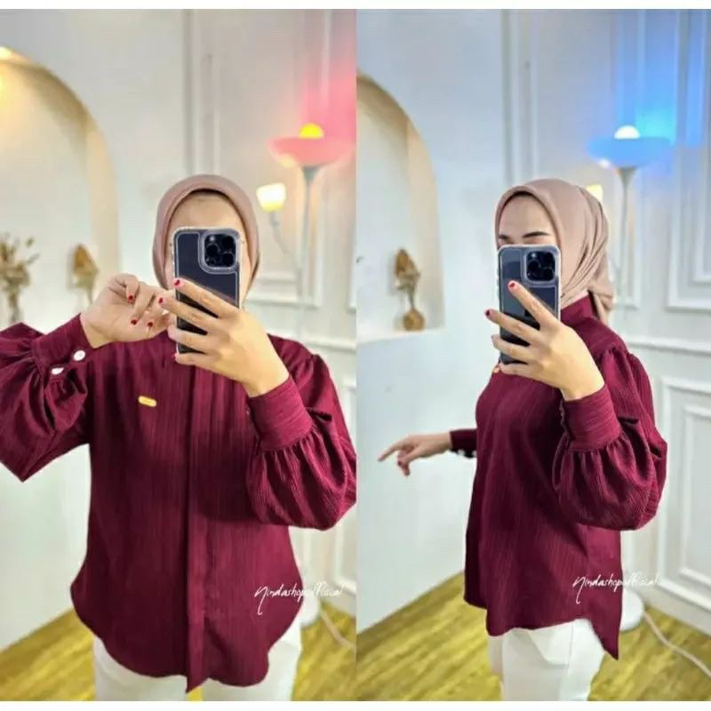 Blouse Wanita Baby Crus Lengan Balon - Kemeja Wanita Oversize - Atasan Wanita Baby Crush - Kemeja Lengan Balon - Pakaian Wanita Terbaru