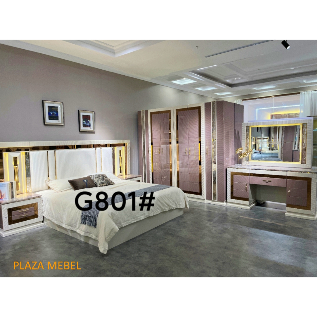 BED ROOM SET IMPORT MINIMALIS MEWAH TYPE G801 Modern lis Gold