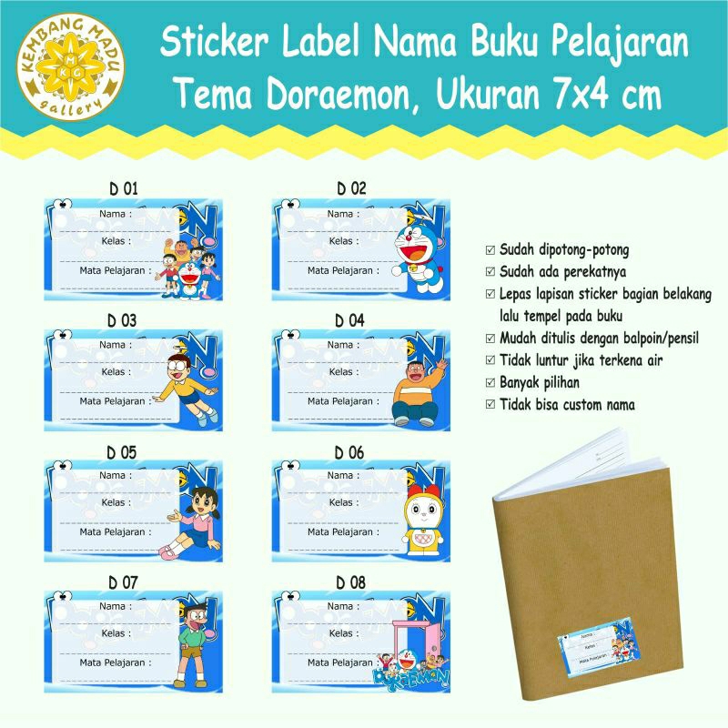 

Sticker Label Nama Buku Pelajaran Tema Doraemon