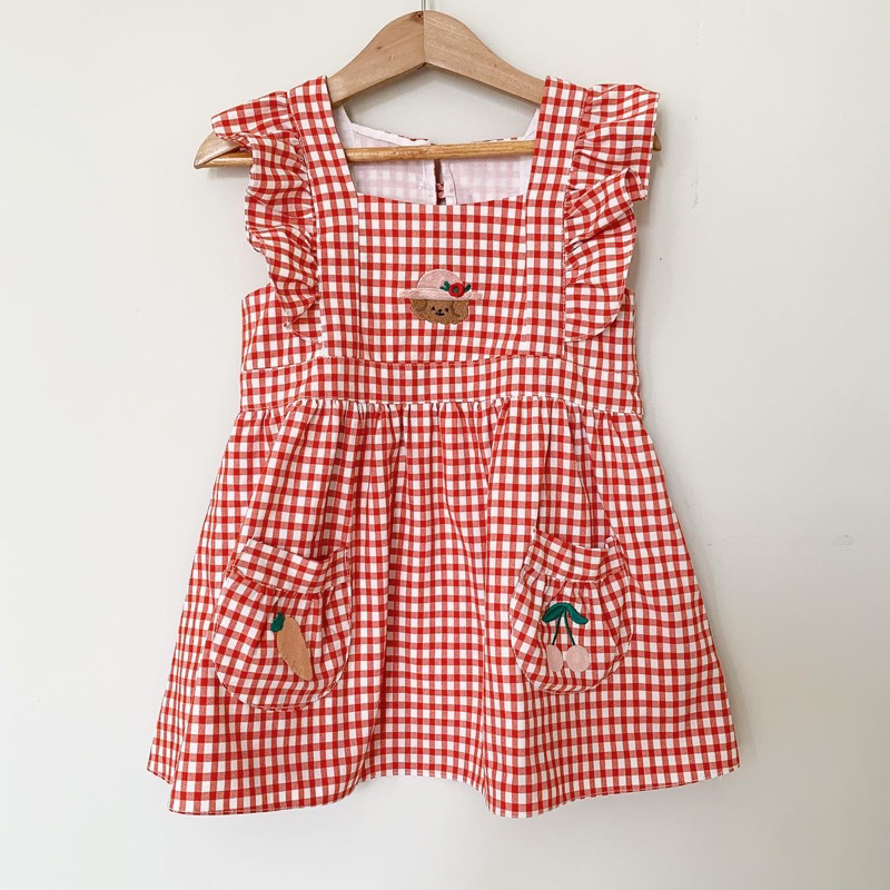 Dress anak Benne Belley motif red gingham