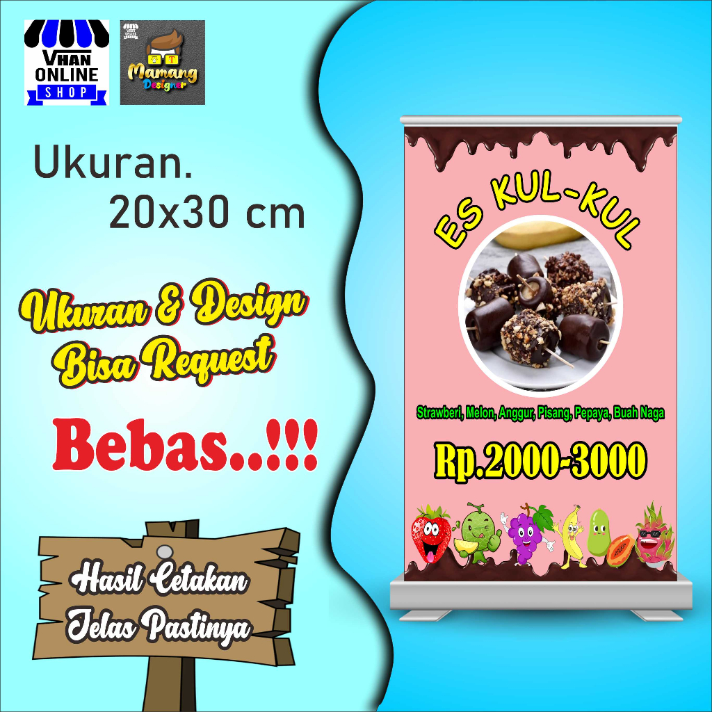 Daftar Menu Es Kul Kul, Es Lumur Coklat, Model Pink Kertas Glosy