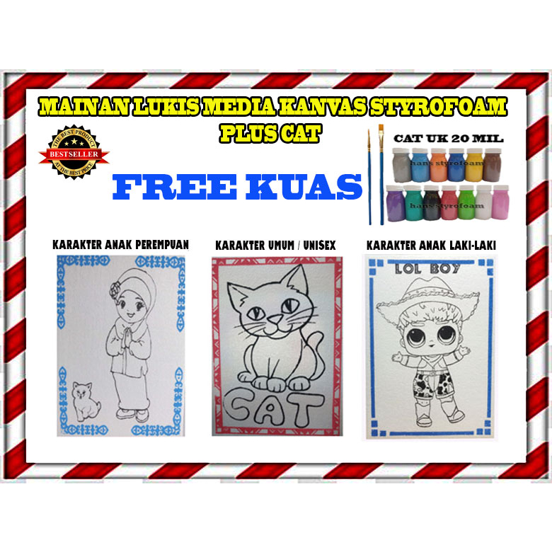 

Mainan Kanvas lukis Media styofoam + cat FREE KUAS
