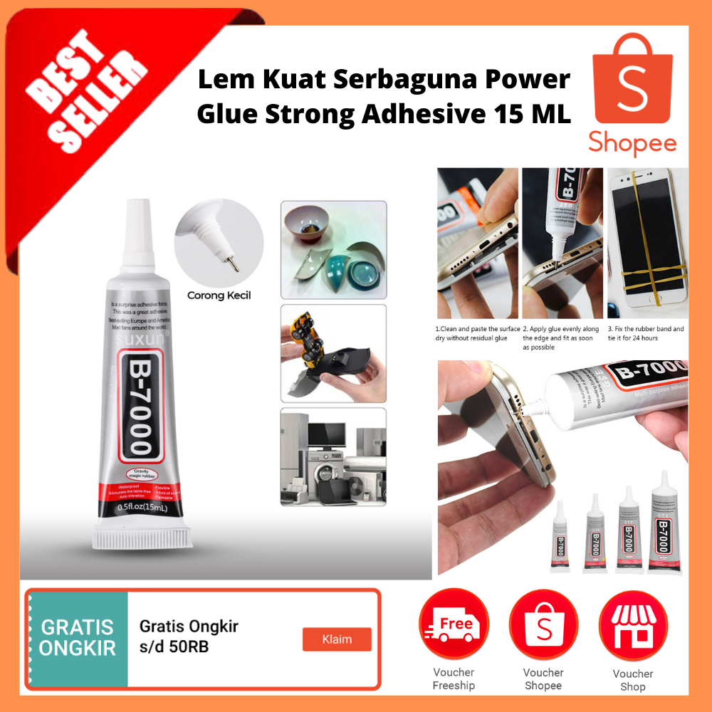 

Lem Kuat Serbaguna Power Glue Strong Adhesive 15 ML / Lem Cair Bening Perekat Perbaikan Ponsel Lem Swakarya Serbaguna dengan Ujung Aplikator Presisi