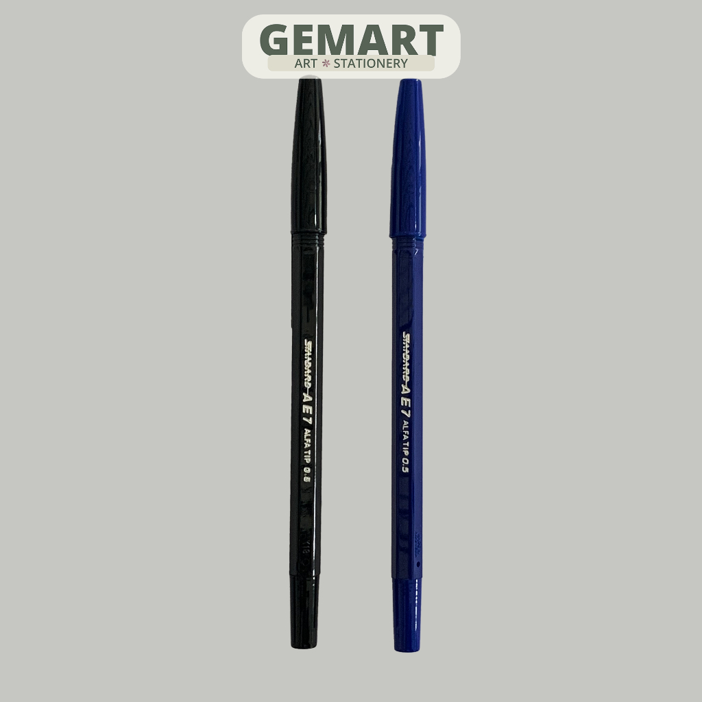 

Bolpoin Hitam Biru | Bolpen Standard AE7 Alfa Tip 0.5