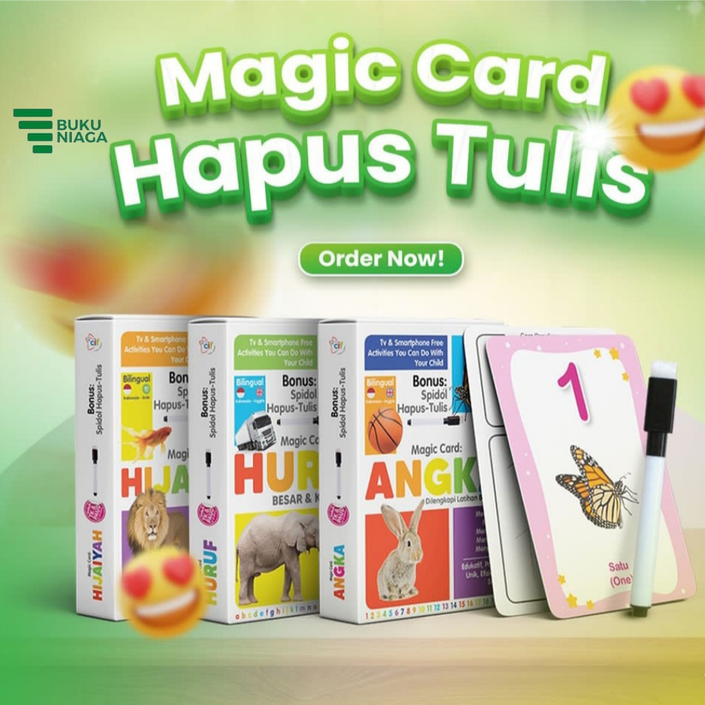 Paket Magic Card Huruf, Angka, Hijaiyah 29 Kartu Free Spidol Hapus Tulis
