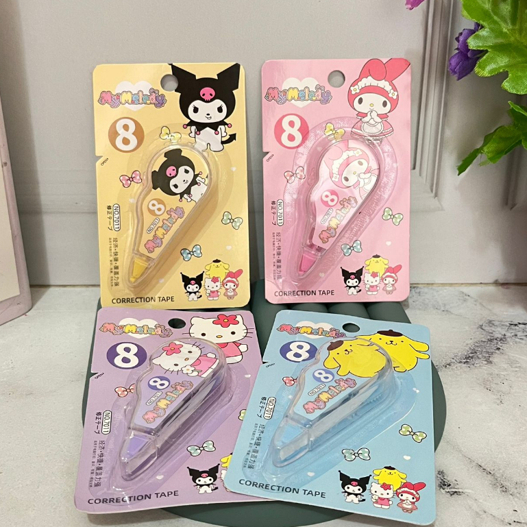 

Correction Tape SANRIO 8 meter Murah / Tip-ex Sanrio ready 4 karakter Kuromi Melody Purin Helo Kity / Alat Tulis Sekolah Kekinian Unik Lucu Kualitas Terbaik bisa COD