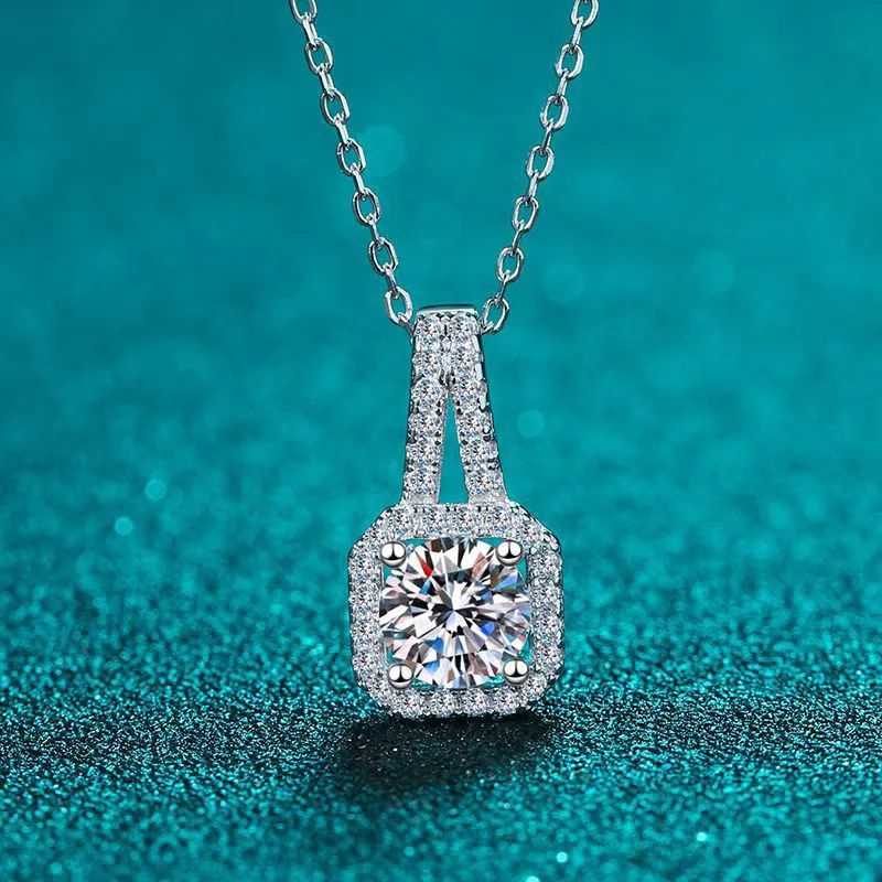 100% asli moissanite -Kalung Hades 2 carat Berlian Moissanite Diamond Necklace