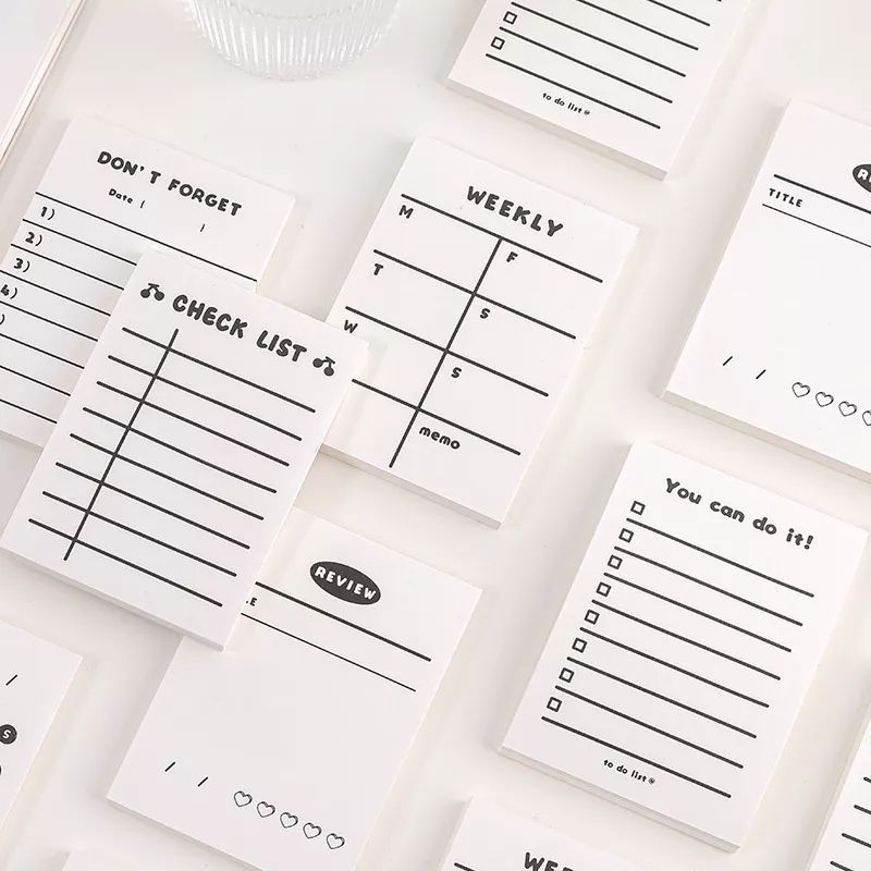 

50 Lembar White Notepad, Simple basic Memopad | Pengingat PR DIY catatan & Daily Planner