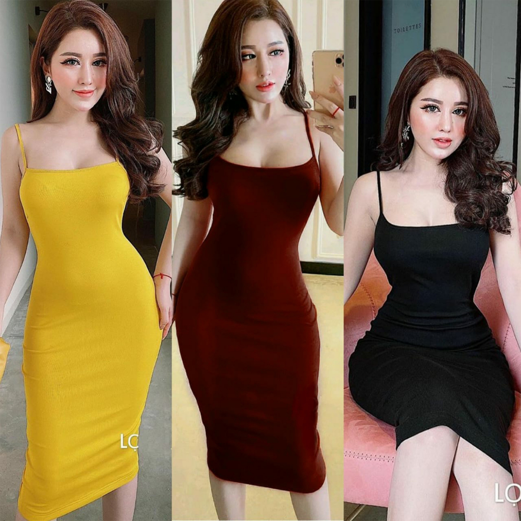 177 KELLY DRESS: Dress Midi Eksklusif dengan Desain Tanktop Cantik, Bahan Scuba Stretch Press Body, 