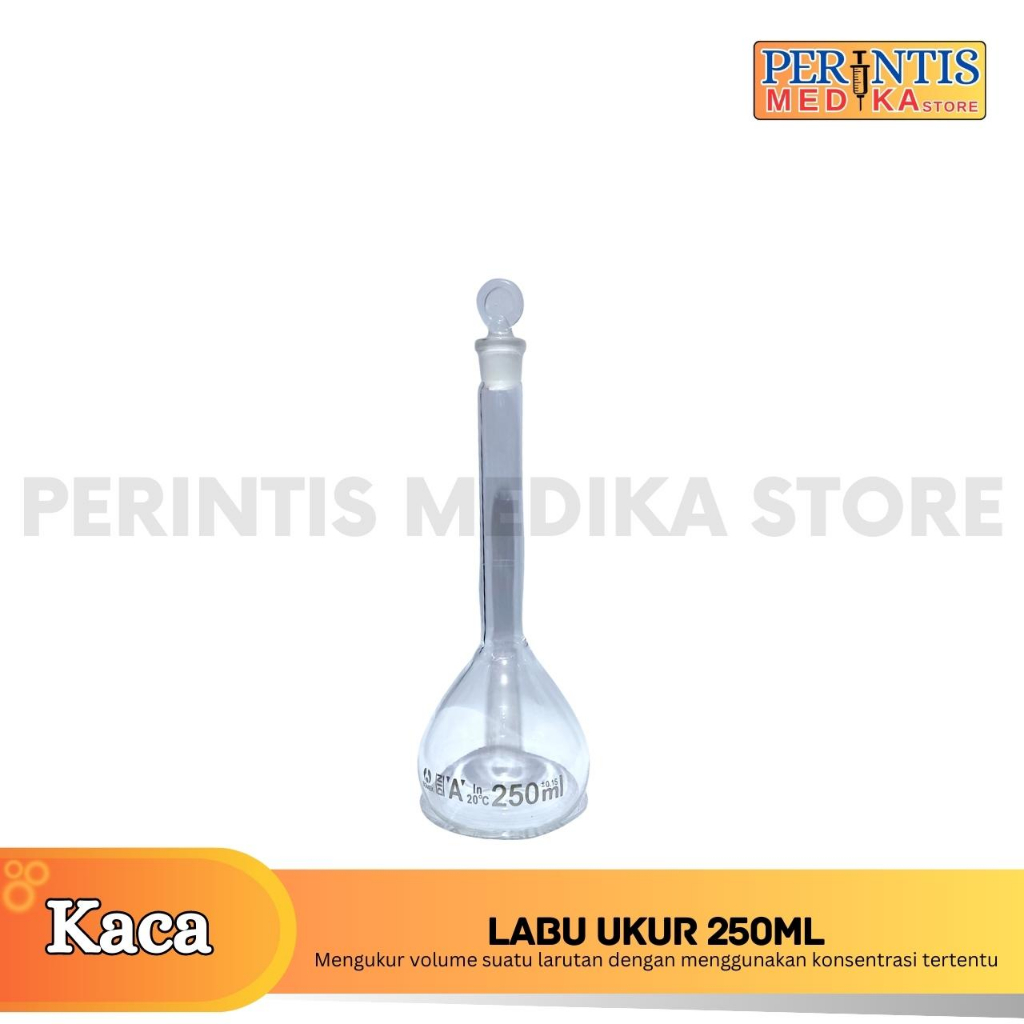 Labu Ukur Kaca 250 ml l Labu Takar 250 ml l Labu Kaca Ukuran 250ml