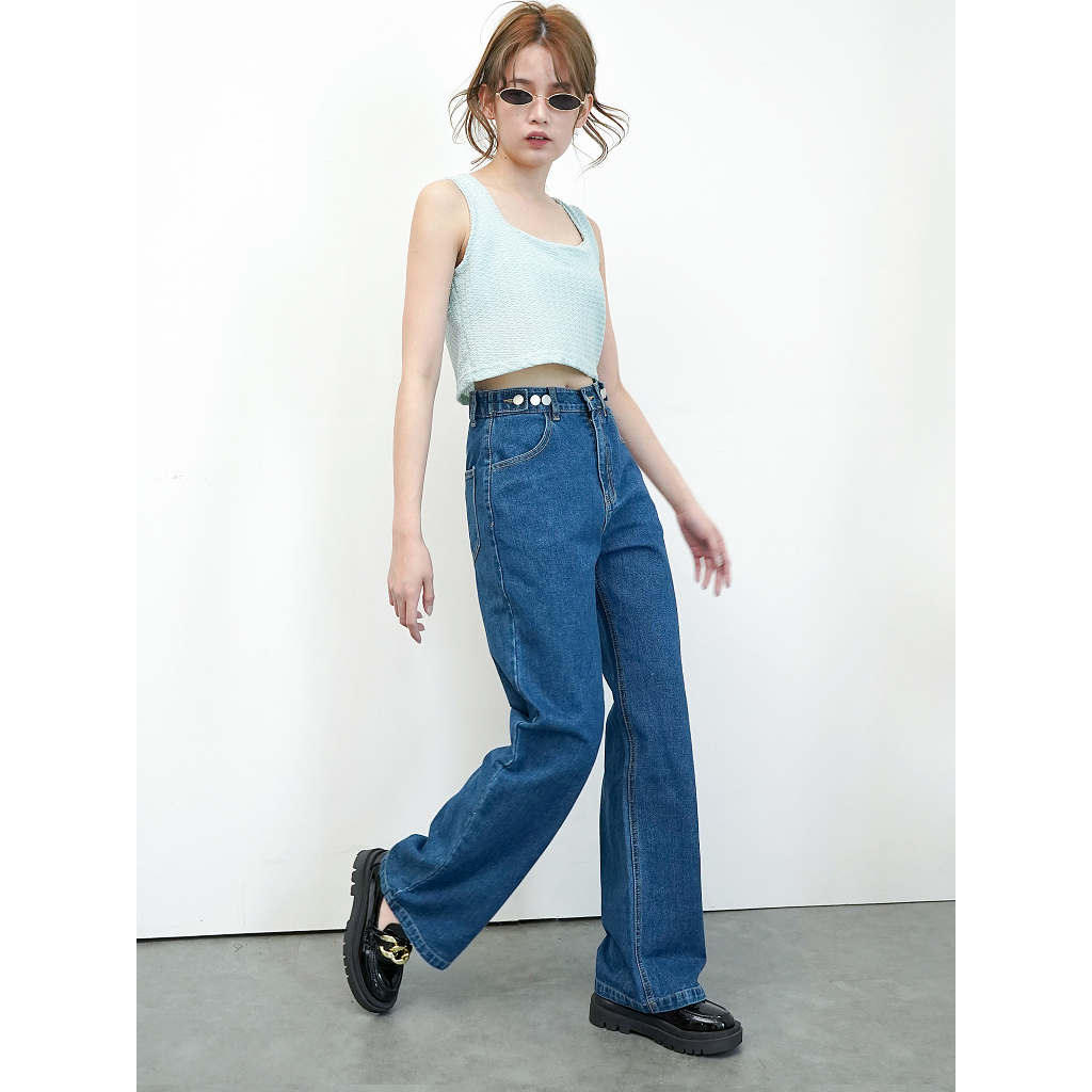 BCK- Celana Highwaist Straight Jeans Wanita Loose Pants Monica