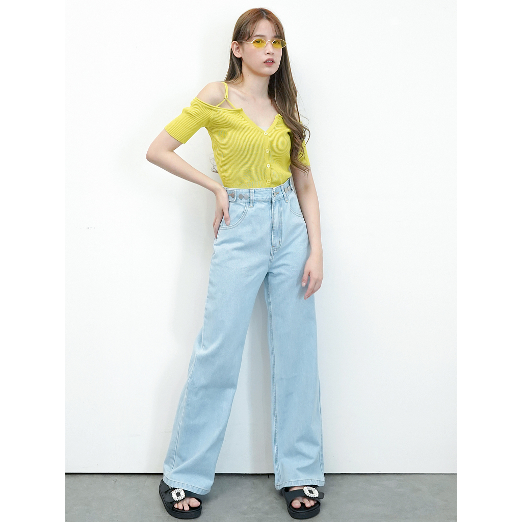 BCK- Celana Highwaist Straight Jeans Wanita Loose Pants Monica