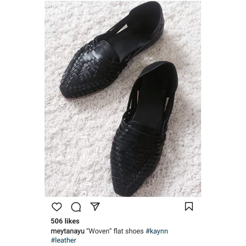 PL woven flat shoes leather by KAYNN
