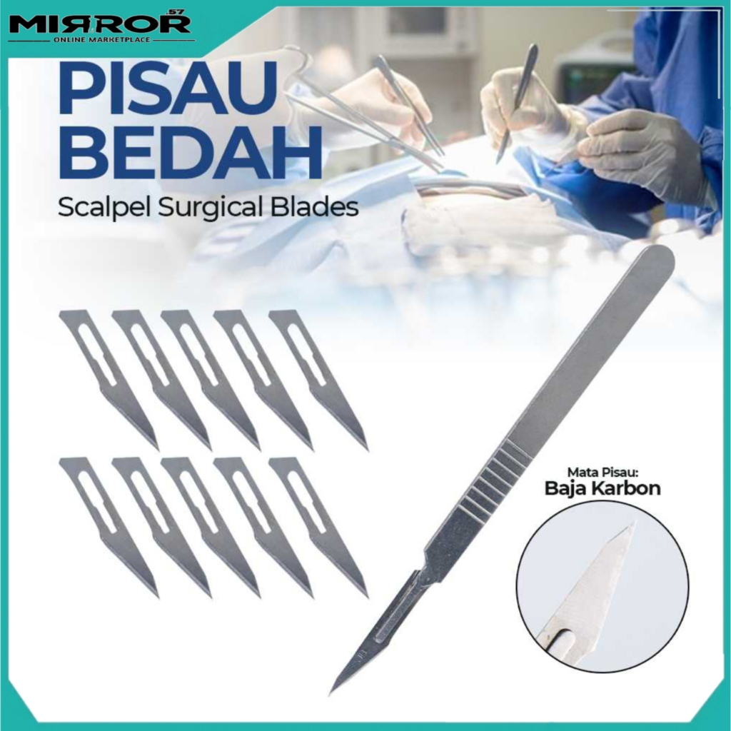 Pisau Bedah 10 PCS Number 11 Bahan Baja Karbon