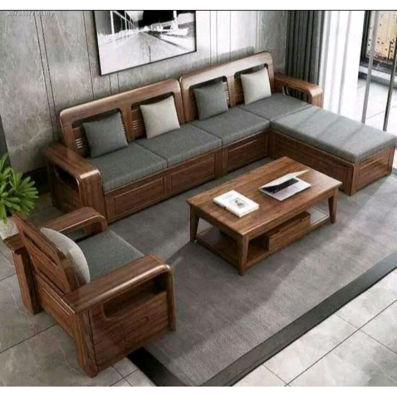 KURSI TAMU SUDUT L JATI + BUSA