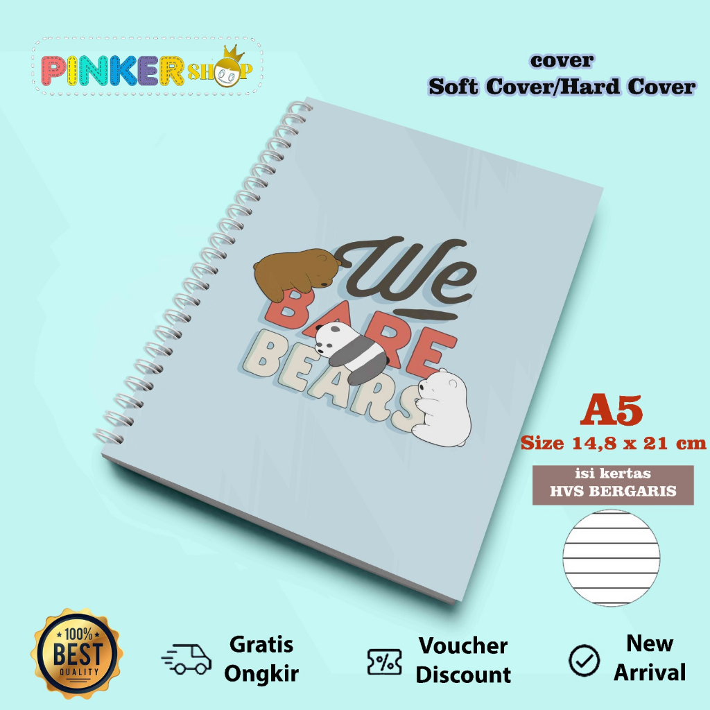 

SFA11 We Bare Bears NOTEBOOK A5 BERGARIS SOFT/HARD COVER SPIRAL