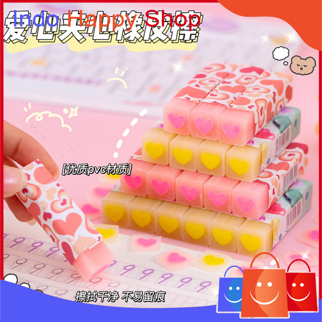 

⭐️ ⭐️Penghapus Pensil Karet Sekolah Motif Love Bahan Import Lucu COD