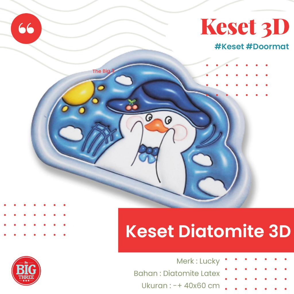 Keset Diatomite Karakter 3D Anti Selip - Egg Kitty Cute Flower Nice Rabbit Star Rainbow Choco Bear F