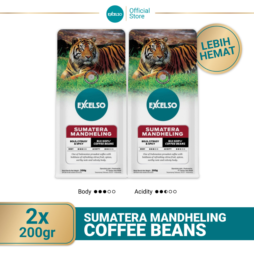 

Excelso Sumatera Mandheling Biji 200G Twin Pack