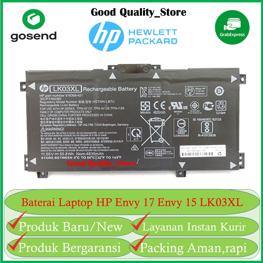 Baterai laptop hp envy 17 Envy 15 LK03XL Original
