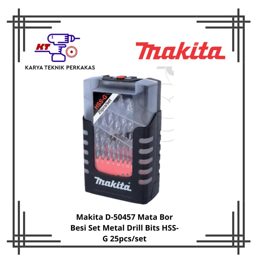 Makita D-50457 Mata Bor Besi Set Metal Drill Bits HSS-G 25pcs/set