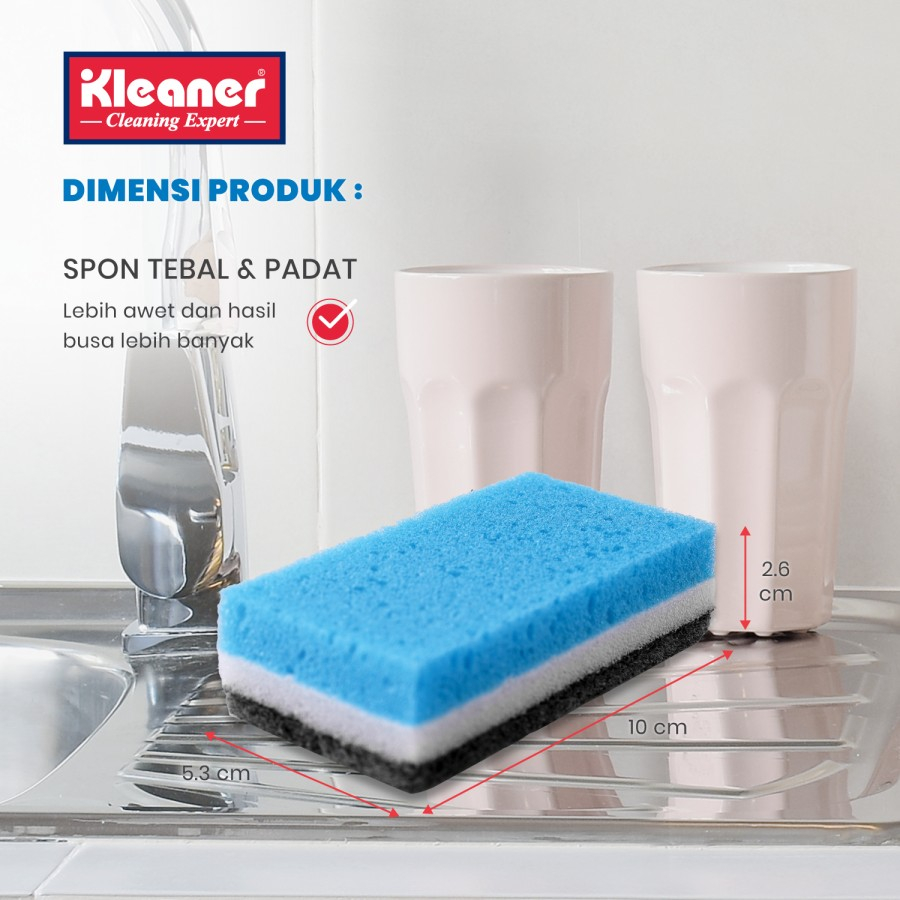 KLEANER - Sabut Spons Cuci Gelas &amp; Alat Makan Isi 5 | Sponge Busa