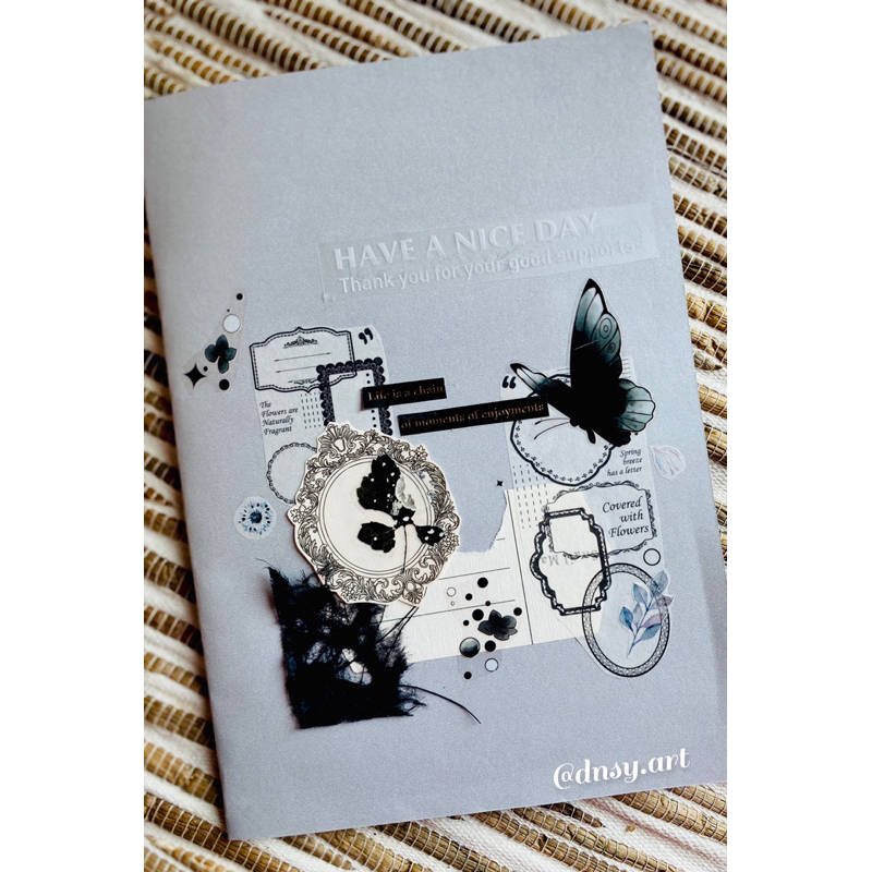 

123 pcs Art Journal Kit Aesthetic ( Black and White Lovers)