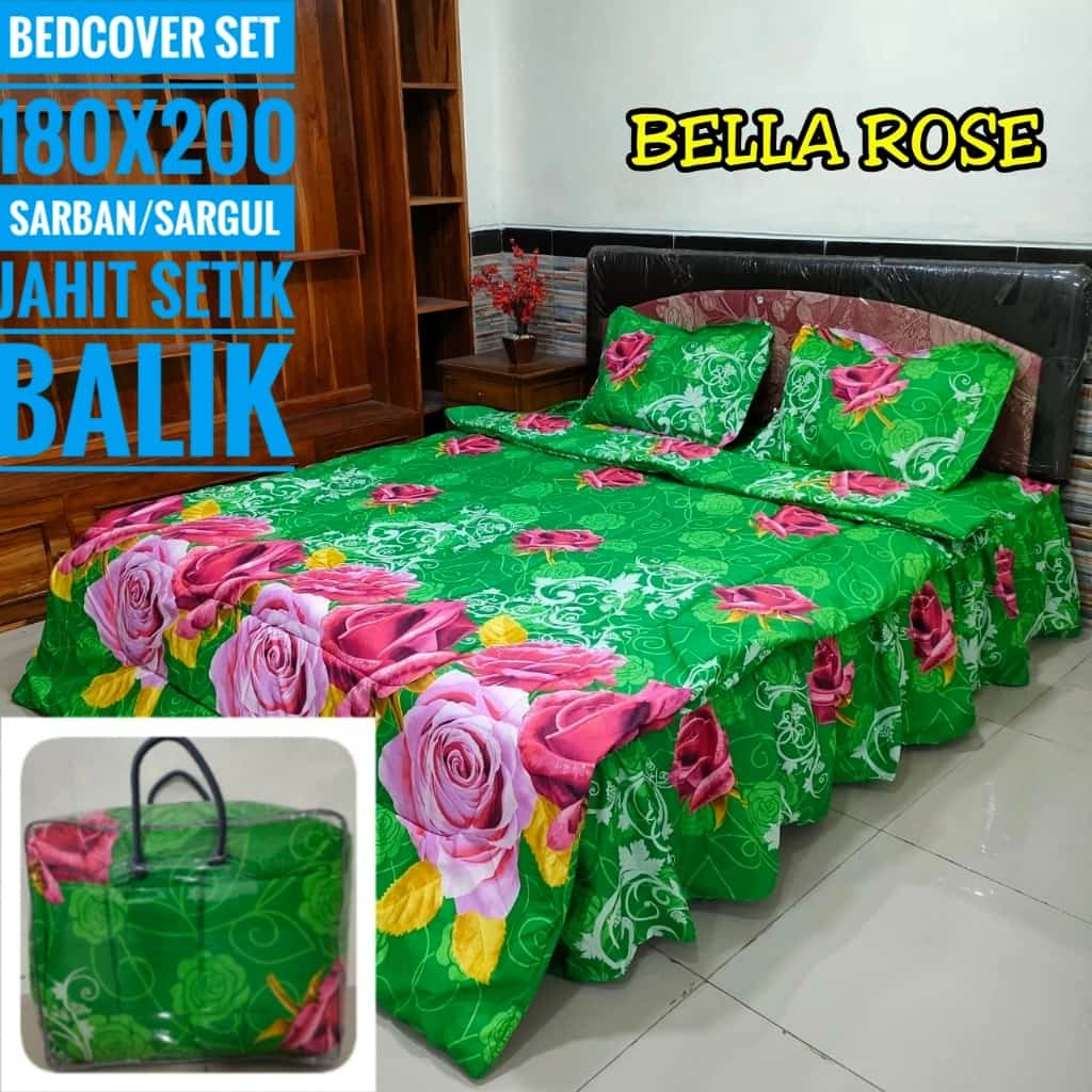 Bed Cover Set Sprei Rumbai Lengkap Flower Rose Murah Bedcover Set Motif Bunga Mawar Bed Cover Motif 
