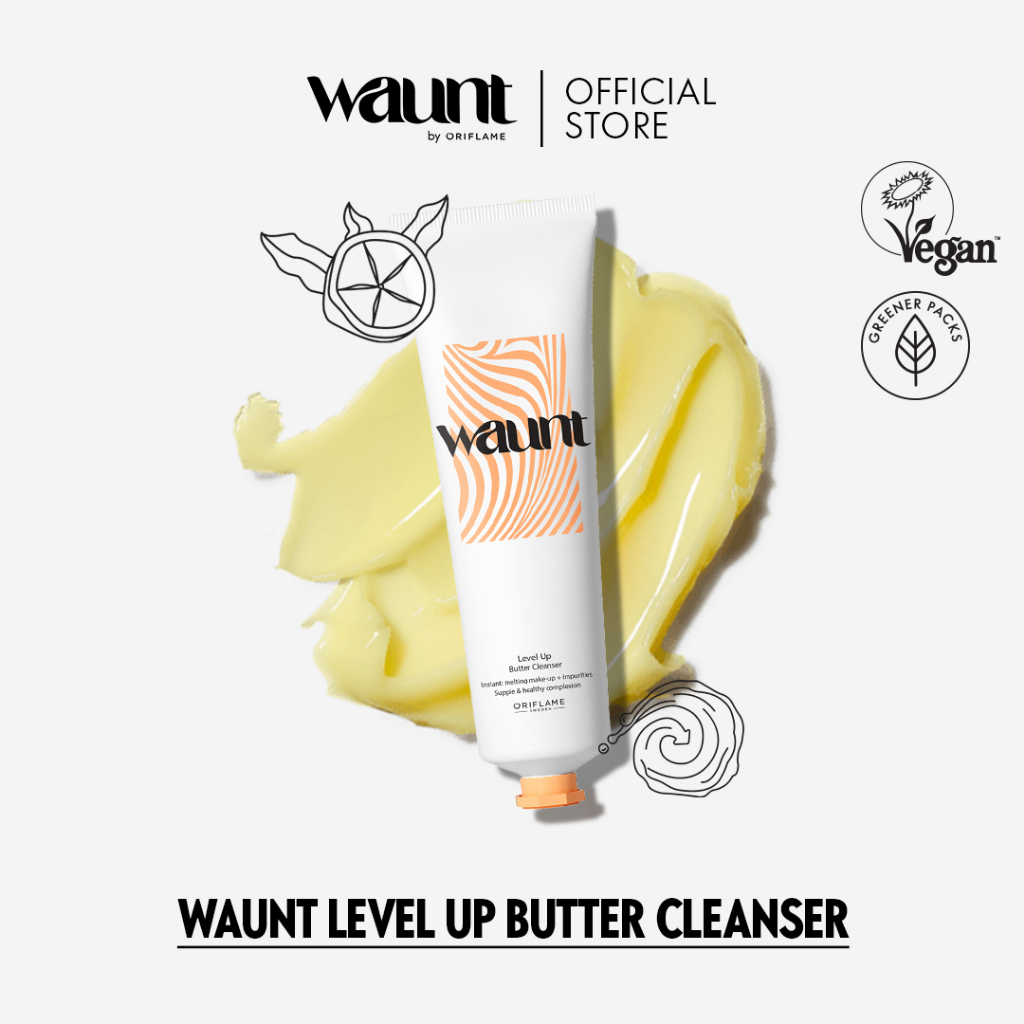 Oriflame Waunt Level Up Butter Cleanser 150ml - Pembersih Wajah Vegan Penghapus Make-Up Dan Kotoran Yang Melembabkan Untuk Semua Tipe Kulit termasuk Kulit Sensitif