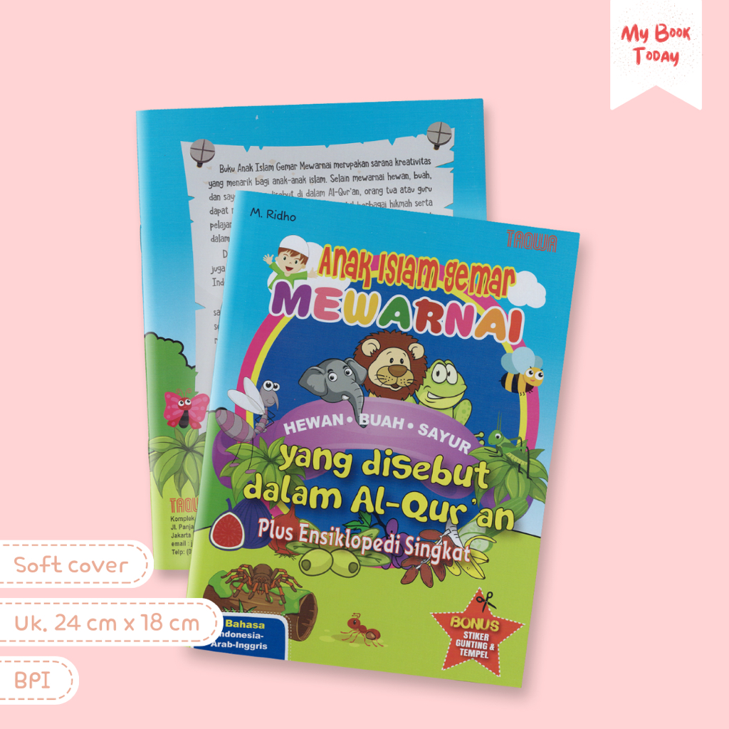 [My Book Today] Buku Anak Islam Gemar Mewarnai Hewan Buah Sayur yang Disebut dalam Al-Qur'an Plus En