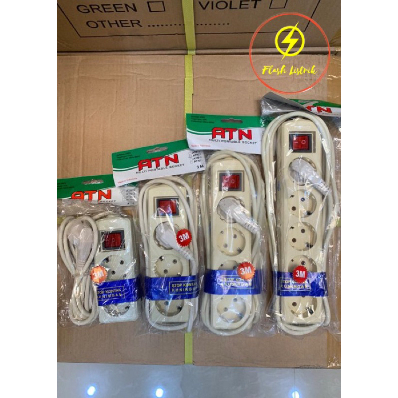[ATN] Stop Kontak 2/3/4/5 Lubang + Kabel 3 meter ATN Colokan ATN