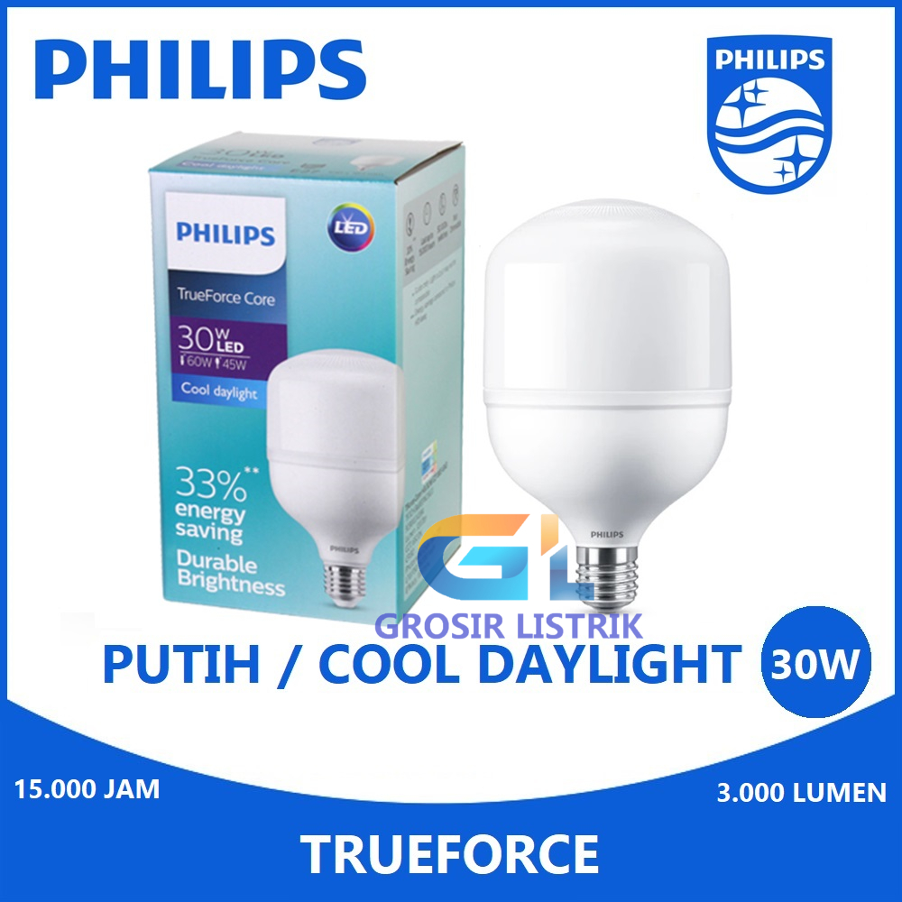 Lampu Philips LED TrueForce 30W Putih Cool Daylight 6500K (30 Watt 30 W 30Watt) Original Grosir