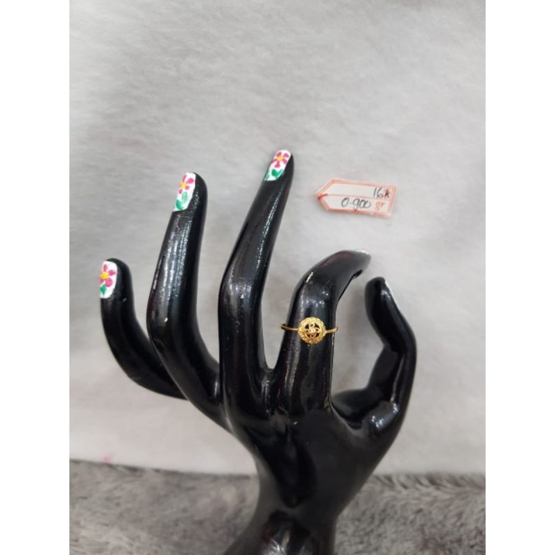 CP3342F317F Cincin model bunga permata emas kuning asli berat 0.900 no 13 d 1,7cm kadar 70% 16k