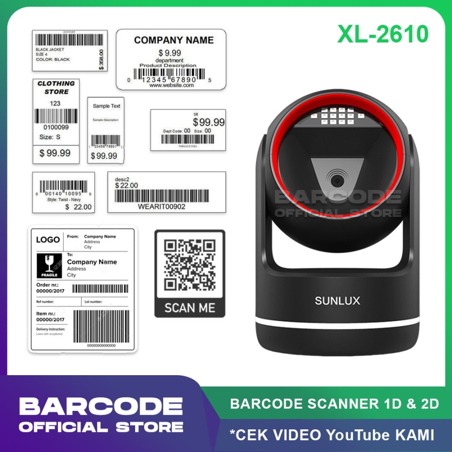 Handfree Barcode Scanner Sunlux XL2610 Mobile Payment Ritel Swalayan Supermarket