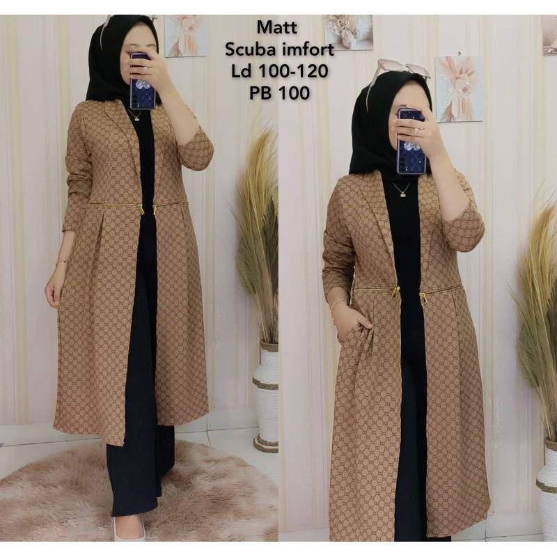 long blazer wanita viral kekinan blazer panjang outer motif import gaya korean