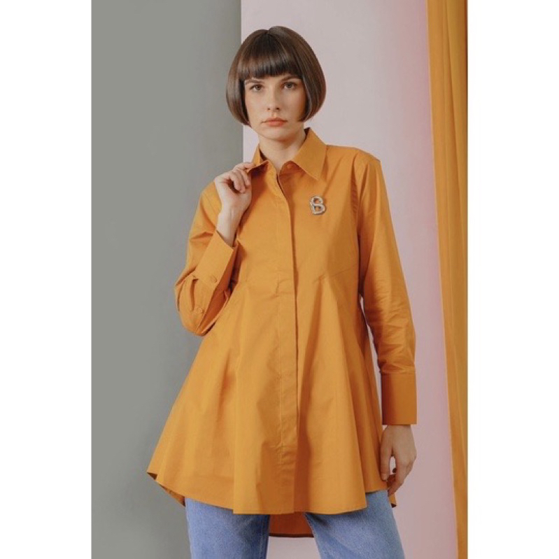 Kylie Shirt Benang Jarum Button Scarves Pumpkin S