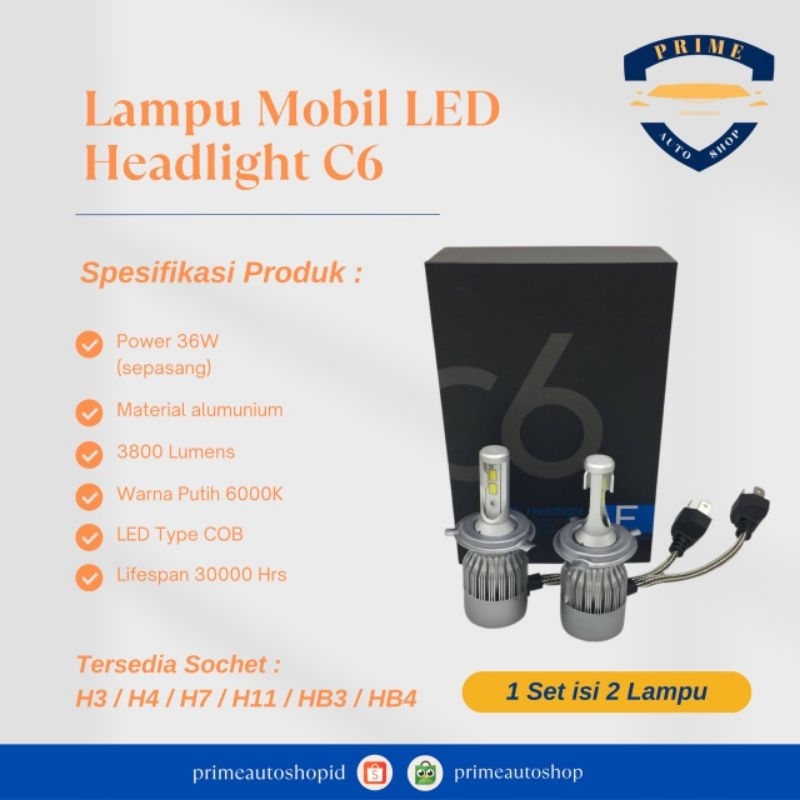 Lampu LED Headlamp Mobil C6 / Headlight LED Mobil C6