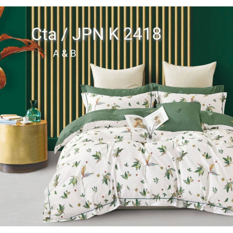 SPREI ANTI GESER HOMEMADE KATUN JEPANG ASLI MOTIF BUNGA PUTIH