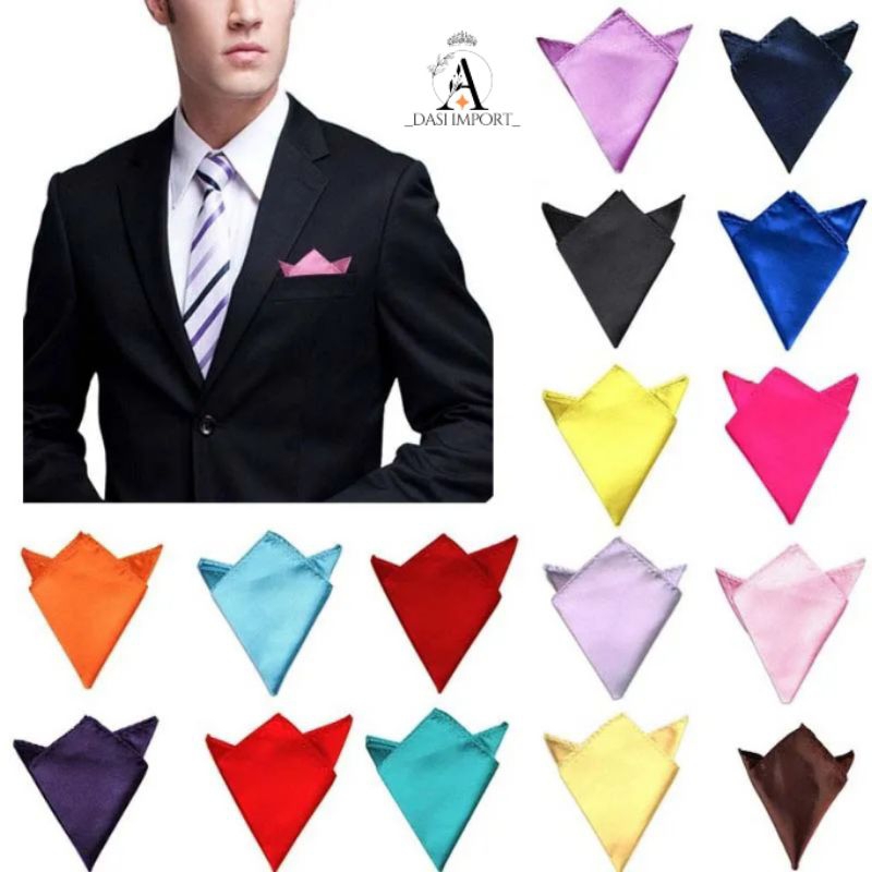 Sapu Tangan Pria Jas Pocket Square Polos Satin Import