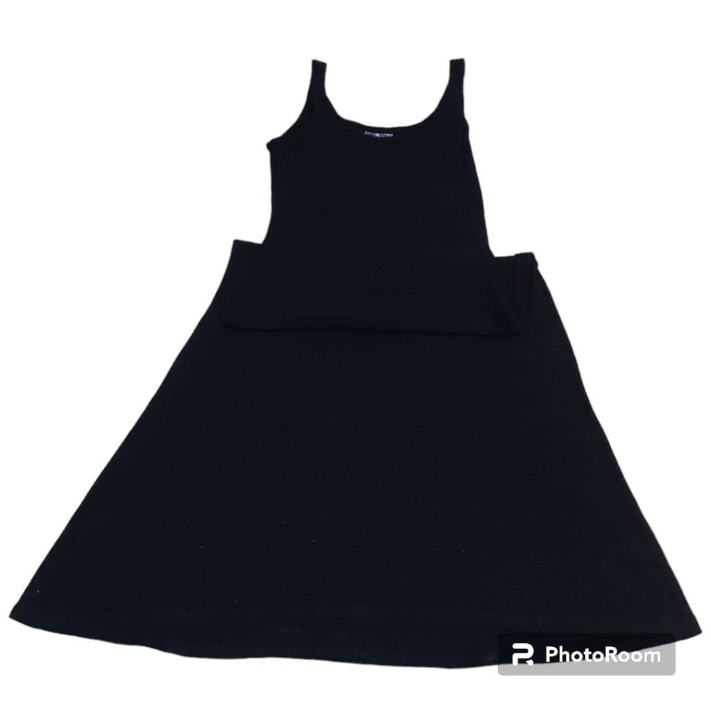 TankTop Dress Panjang Knotty Warna Hitam Size M