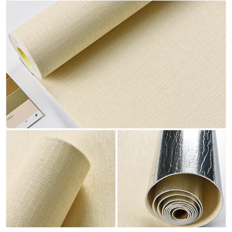 Wallpaper Dinding Linen Foam Kuning Tebal Panjang 280 cm x Lebar 50 cm